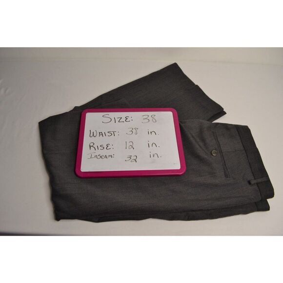 Calvin Klein Men's 38x32 Grey Wool Blend High Rise Flat Front Dress Pants - Picture 12 of 13